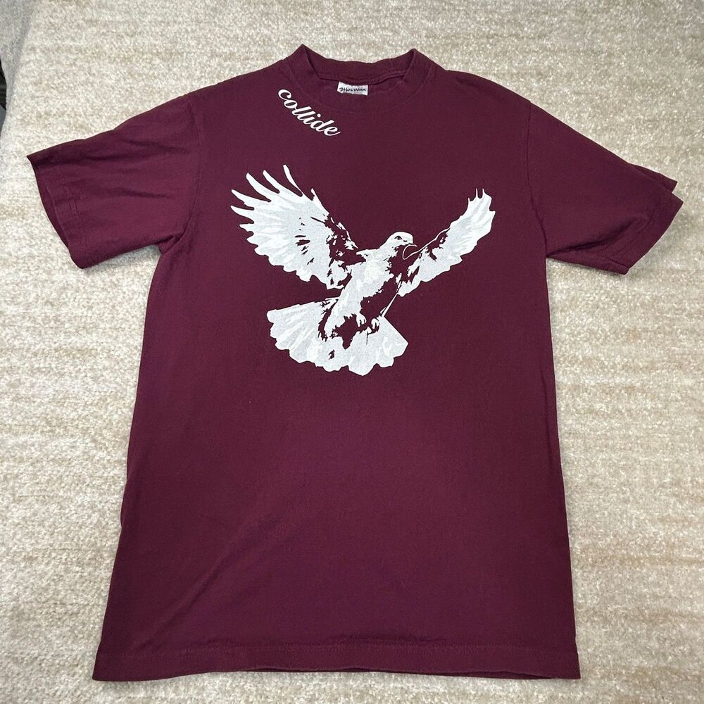 Shaka Wear Shirt Mens M Burgundy Dove Graphic Collide But By My Spirit Faith